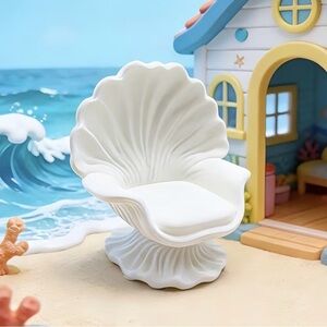 Dollhouse Miniature White Seashell Chair Brand New